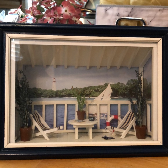 🏝️ Ocean View “Art Shadow Box Patio” Wall or Table Decorative Scenery - Picture 1 of 13